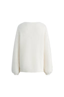 Rhoeadine 3D Jacquard bestickter Pullover aus Alpakawolle - Rundhalsausschnitt Version