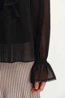 Lea Ruffled Pleated Shirt in Silk Georgette
