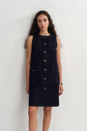 Cecilia Sleeveless Dress in Raw Denim