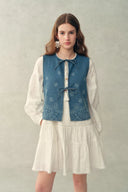 Conjunto de chaleco sin mangas Wren Paisley y jeans en denim de algodón