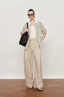 Nao Striped Relaxed Long Sleeve Shirt in Cotton Blend Poplin