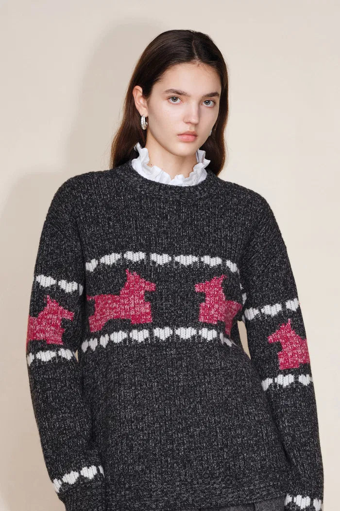 Donna Pony Wool Rib Sweater in Coarse-Spun Merino Wool Knit