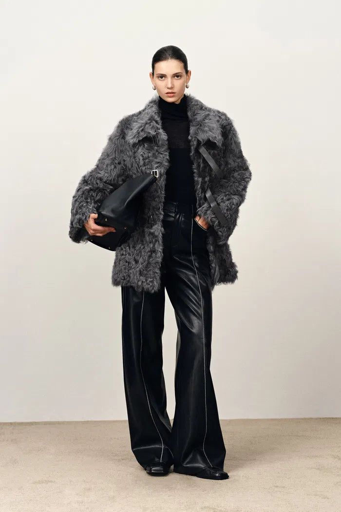 Dorval Tuscan Shearling Button Fur Coat in Sheep Fur