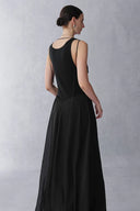 Ballet Layered Look Sleeveless Dress in Silk Wool Knit