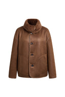 Hazel Brown Reversible Shearling Jacket in 100% Wool Pile