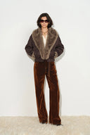 Gretchen cropped parka-jas van imitatie-suède