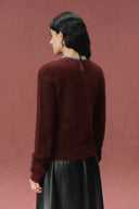 Violet Crystal Embellished Collar Sweater in Alpaca Blend