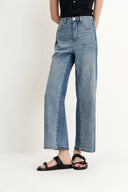 Ginevra Split Colorblock Jeans in Stretch Denim
