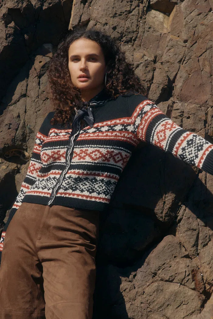 Moss Crop Fair Isle Cardigan in Merino Wool Knit