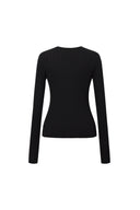 Emma Black Fitted Cardigan in Cotton Blend Yarn Knit