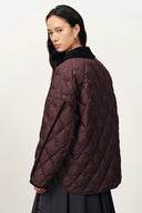 Udelle Kontrast Cordkragen Daunenjacke aus Mattem Baumwollstoff mit Graphen