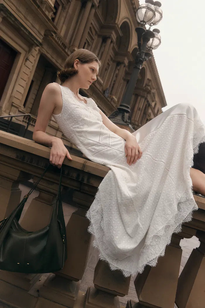 cut out linen maxi dress Cut-Out Linen Dress TAHITI in White main image 1