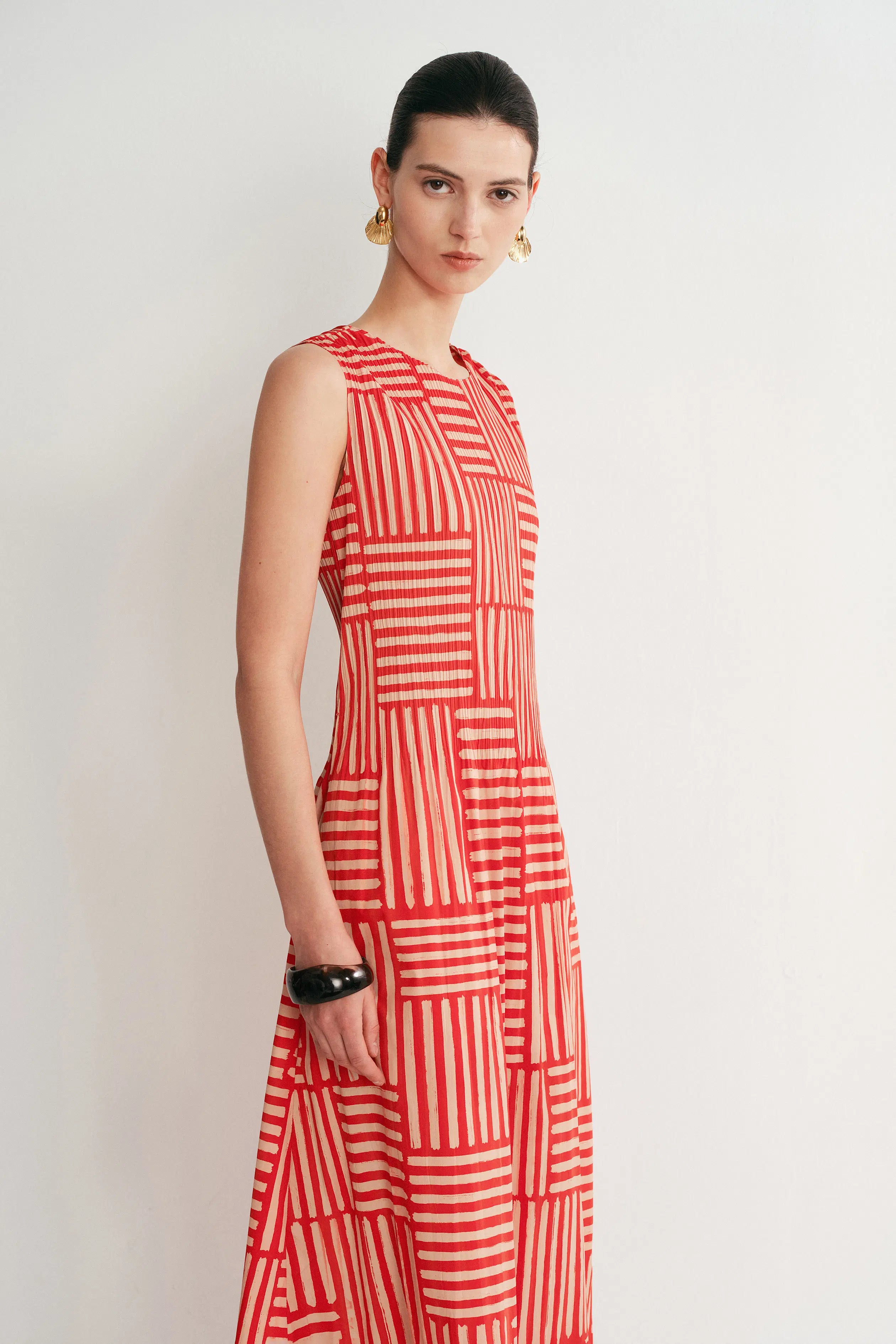 Lim Printed Pleated Maxi Dress S