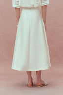 Lea Handcrafted 3D Floral Skirt in Silk-Wool Satin