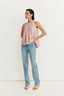 Top Camisole Rose à Col Halter Leah en Lyocell