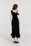 Calla Asymmetrical Ruffle Dress in Georgette Silk