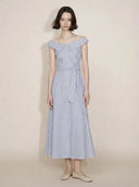 Claudia Off Shoulder Striped Dress in Cotton