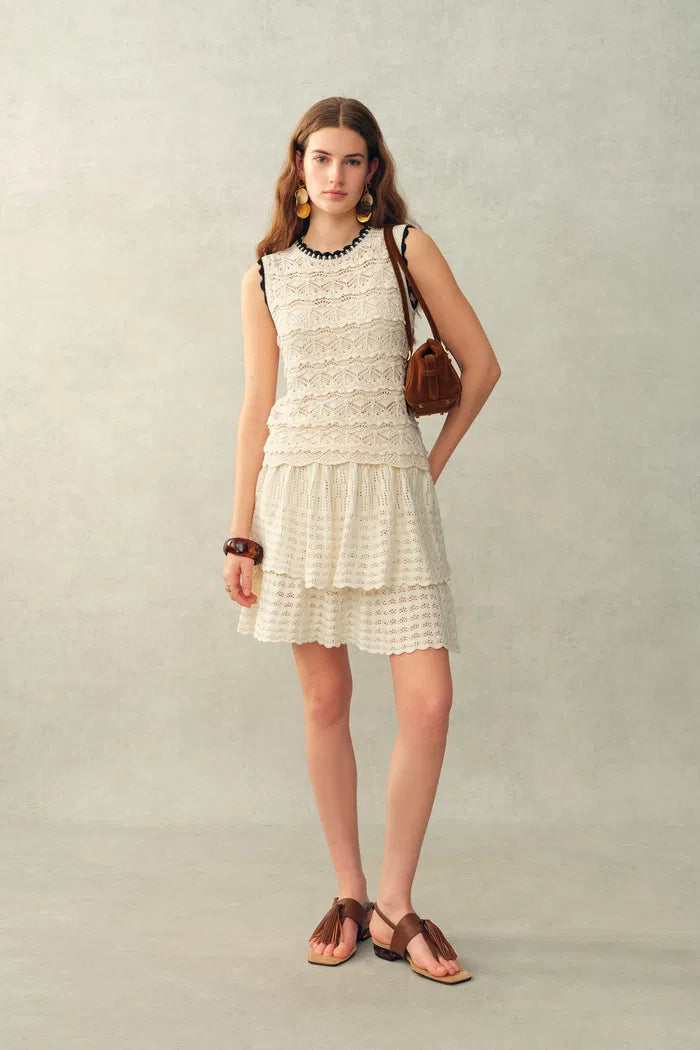 Daisy Tiered Midi Skirt in Cotton Knit