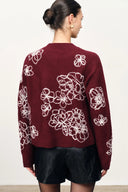 Poppy Flora Embroidery Sweater in Merino Wool Knit