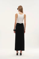Siren Ruched Slit Midi Skirt in Four Way Stretch Fabric