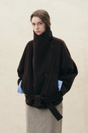 Dama Low Waist Belted Cropped Coat in Wool Cashmere