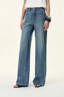 Eclipse-D Rhinestone Washed Jeans in Cotton Denim