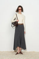 Lynn Asymmetric Ribbed Skirt in Wool Blend