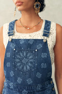 Salopette Hazel in Denim con Stampa Paisley Laser in Denim di Cotone