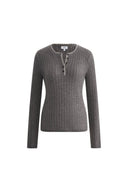 Top Mika de Manga Larga con Cuello Henley en Punto de Lana Merino