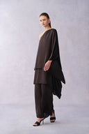 Avis One Shoulder Rhinestone Maxi Dress in Wrinkle Resistant Matte Satin