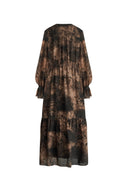 Louise Maxikleid mit Tintenprint und langen Ärmeln aus Cupro