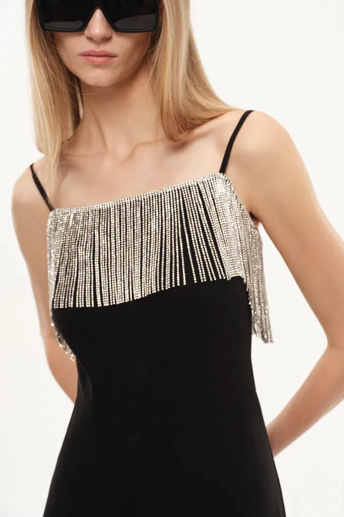 Nocturne Embellished Slip Dress in Viscose Acetate Blend XS Nocturne Embellished Slip Dress in Viscose Acetate Blend XS
