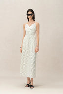 Luna Polka Dot Tie Dress in Mulberry Silk