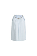 Hazel Boho Embroidery Jacquard Halterneck Sleeveless Top in Cotton