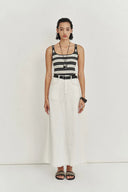 Débardeur Sans Manches Col Carré Ajusté Liz en Maille Côtelée Très Extensible