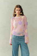 Blush Hollow Out Irregular Hand-Crochet Sweater in Premium Cotton