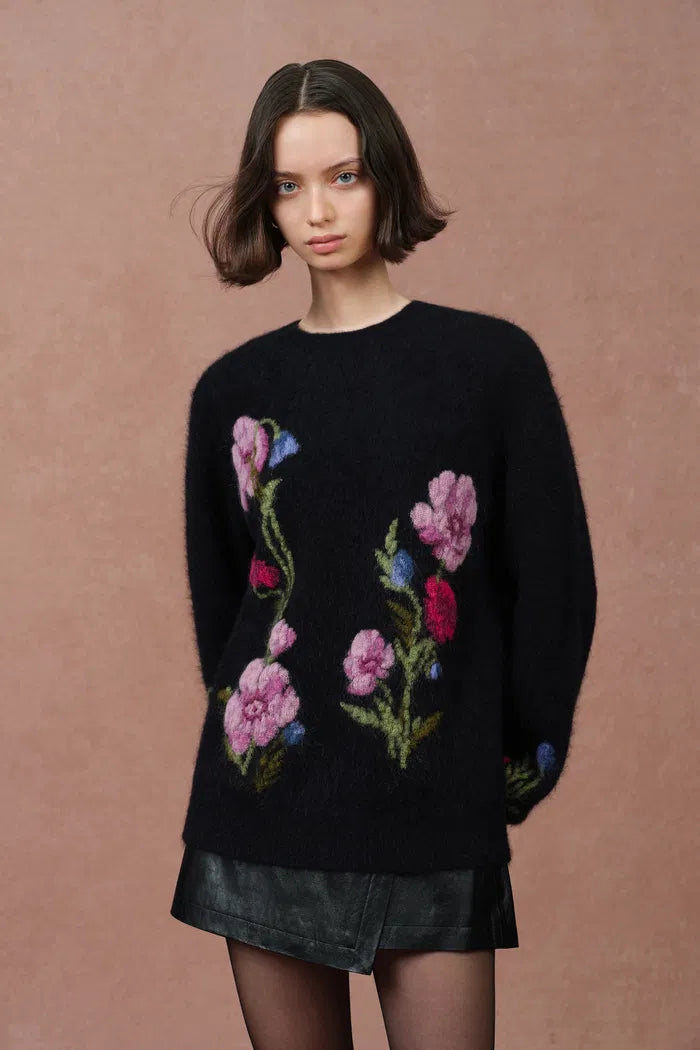 Rhoeadine 3D Jacquard Embroidered Sweater