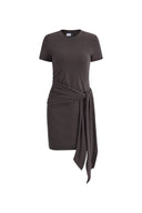 Vestige Tie Up Waist Dress in Cotton Knit
