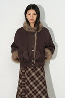 Gretchen cropped parka-jas van imitatie-suède