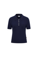 Polo Gracia azul en punto de canalé de alta elasticidad