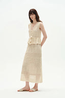 Grazia Sleeveless Ruffled Hem Top and Skirt Set in Linen Blend Knit