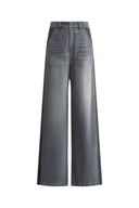 Jeans Holgados Clarisse en Tonos Oscuros en Denim de Algodón