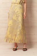 Quinn handbemalter Blumenrock mit Chiffon-Falten