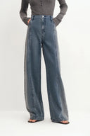 Paz Yellowish Baggy Washed Jeans in Cotton Denim