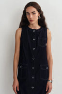 Cecilia Sleeveless Dress in Raw Denim