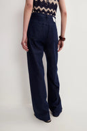 Jean à Jambe Droite Fiona Brodé Floral en Denim Brut