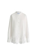 Jolanda Flora Openwork Embroidery Hem Shirt in Premium Cotton