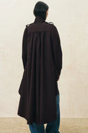 Ada Scarf Collar Cape Trench Coat in Wool Blend