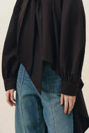 Ada Scarf Collar Cape Trench Coat in Wool Blend