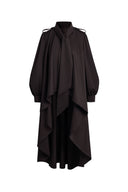 Ada Scarf Collar Cape Trench Coat in Wool Blend